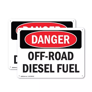 (2 Pack) Off-Road Diesel Fuel OSHA Danger Sign Decal Metal Plastic - Picture 1 of 22