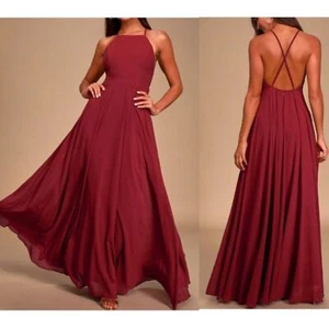 NWT Lulus | Mythical Kind of Love Wine Red Maxi Dress Romantic, Women's Small - Imagen 1 de 11