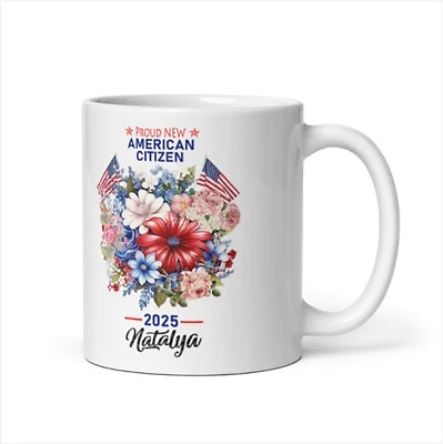AFTERPRINTS Proud New American Citizen Mug Personalized Name And Year US Citizenship Gift