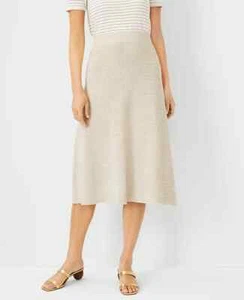 Ann Taylor Suéter Metálico Falda Midi BNWT Beige Talla XL UK20 RRP£148 - Imagen 1 de 4