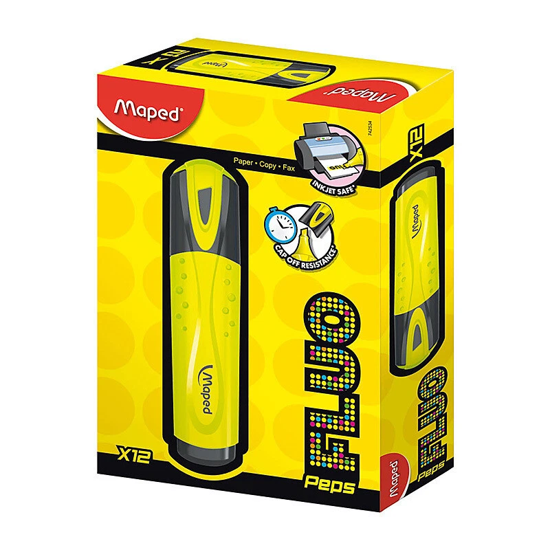 Maped Fluo Peps Highlighter Yellow Box of 12 Yellow  8742534 - image 1 of 1