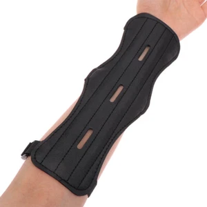 Leather Archery Equipment Arm Guard Safe Adjustable 3 Straps Protection Forearm - Picture 1 of 12
