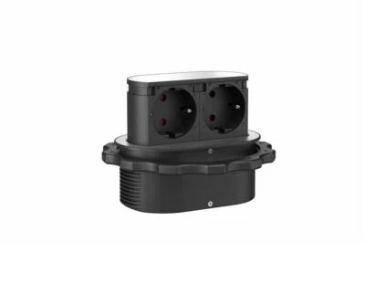 HPF Einbau Piccolino Steckdose versenkbar 2fach edelstahlfinish Versenksteckdose