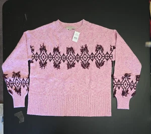 Nwt Ann Taylor Loft Fringe Fair Isle Sweater, XS - Picture 1 of 16