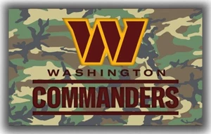 Washington Commanders Cammo 3X5 Bandiera Uomo Grotta Calcio Seminterrato - Foto 1 di 1