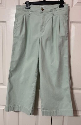 a.n.a Women’s High Rise Wide Leg Crop Chino Pants Mint Green Pleat Front Size 12 - Image 1 of 4