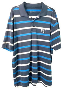 Nike Golf Polo Shirt Men's Large Blue Striped Royals KC Dri-FIT MLB - Imperfect - Picture 1 of 6