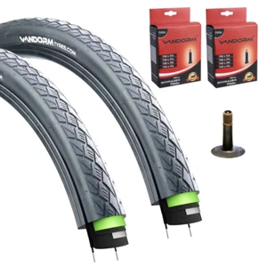 2x Vandorm Puncture Resistance Tyres 700 x 38c City Hybrid & Schrader Tubes - Picture 1 of 6