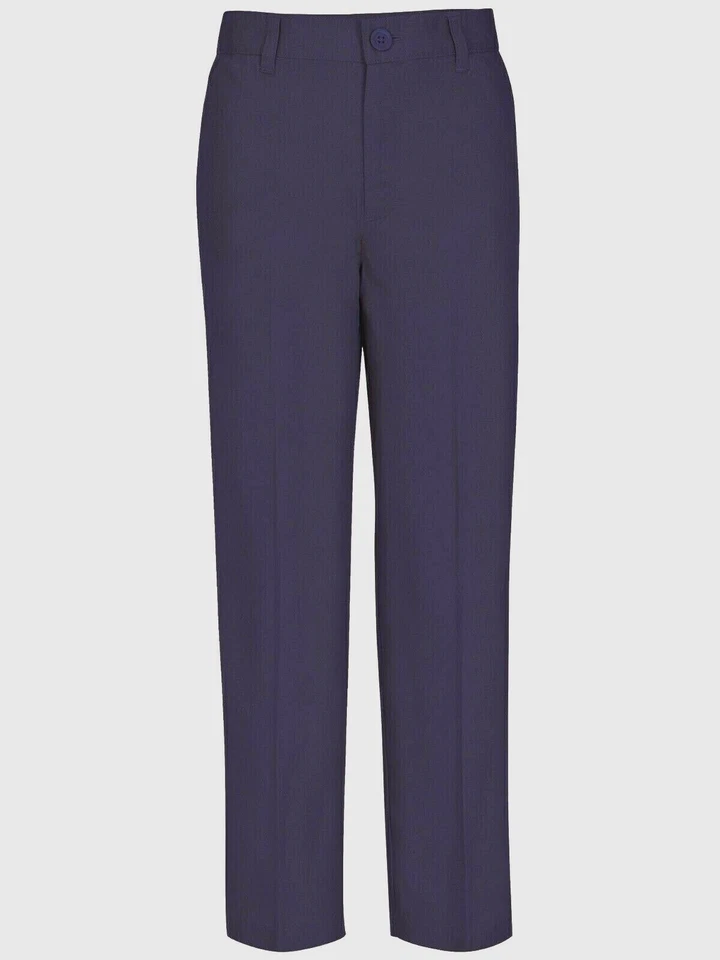 Real School Uniforms Boys Half Elastic Waist Husky Flat Front Pant. 60363 Navy 18h