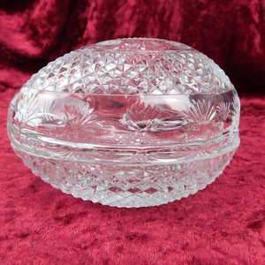 VTG A TIARA Exclusives Clear Cut Glass 2 pc Egg Trinket Candy Dish Easter Boxed - Picture 1 of 23