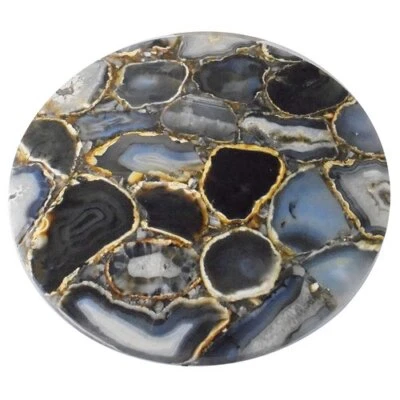 24" White Marble Natural Agate Inlay Coffee Side Table Top For Thanksgivings  - Image 1 of 2