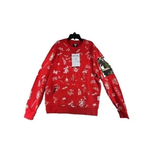 Hustle Gang Bulldog Native American Indian  Sweatshirt Crew Size L Red Camo  - Picture 1 of 15