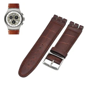 Correa de reloj de cuero marrón de 23 mm para Swatch XL Irony The Chrono YOS403 - Imagen 1 de 7