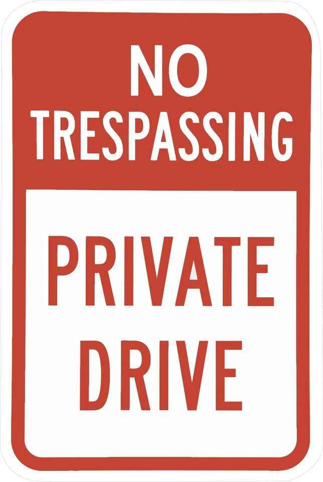 Letrero de estacionamiento de propiedad privada sin intrusión de aluminio estaño metal 8x12 rojo y blanco Foto 1 de 1