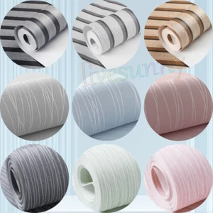 Textured Wallpaper For Living Room Mix Plain Thick 3D Effect Striped Wall Paper* - Picture 1 of 39
