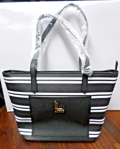 Loulu Black & White Stripe Tote Bag Purse NEW - Picture 1 of 7