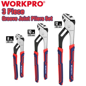 WORKPRO 3 Piece Groove Joint Pliers Set 12/10/8 Inch Adjustable Water Pump Plier - Picture 1 of 10