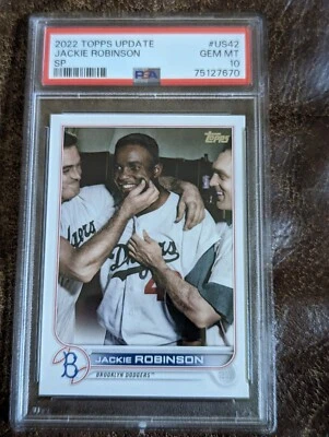 2022 Topps Update SP #US42 Jackie Robinson Brooklyn Dodgers HOF PSA 10 GEM MINT - Image 1 of 2