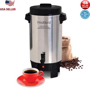 Commercial Coffee Urn Auto Temp Control Large Capacity 42-Cup Brewing Silver New - Picture 1 of 6