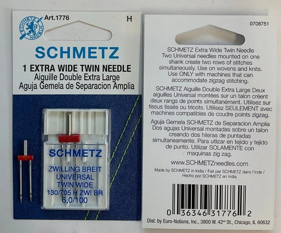 SCHMETZ Sch1776 Needle Twin Size 100 6 0