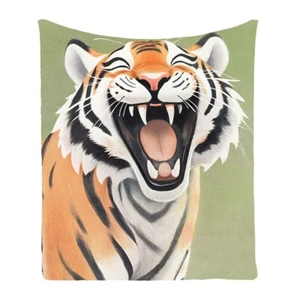 Laughing Tiger Comfy Flannel Bedspread Sofa Throw Blanket Holiday Birthday Gift - Picture 1 of 22