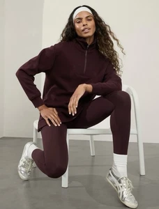 *NEW WITH TAGS* Athleta Cozy Karma 1/2 Zip Sweatshirt - Spiced Cabernet - Medium - Picture 1 of 2