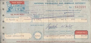 National Waterworks and Sewage Authority NWSA 1960s Water Bill - Picture 1 of 1