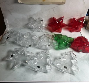 11 Vintage Ornaments Made in West Germany Tree Star Clear Red Green Fillable - Picture 1 of 8