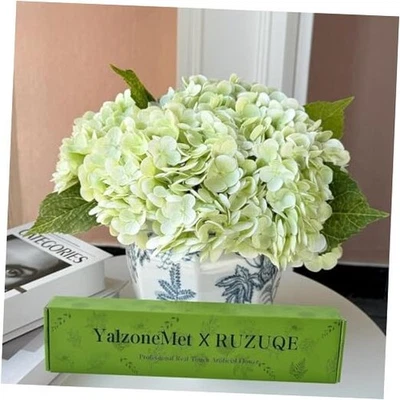  4Pcs Hydrangea Artificial Flower Natural Lifelike Real 21 inch Light Green - Image 1 of 4