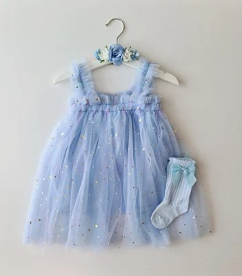 Baby Girl Party Dress Girls Blue Dress Set 1st Birthday Dress Cake Smash Outfit - Image 1 of 3