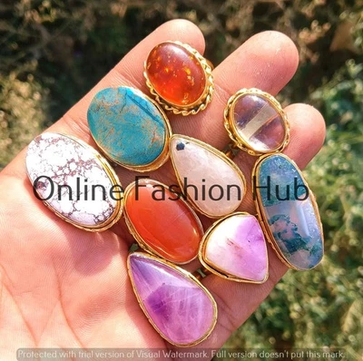 Лот зимних ювелирных изделий роскошные кольца с позолотой 18 карат с аметистом и смешанными драгоценными камнями - Изображение 1 из 3