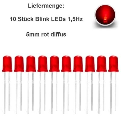 Blink LEDs 3mm 5mm Blinker Blinklicht LED blinkend 1,5Hz 90x pro Minute 10 Stück - Bild 1 von 4
