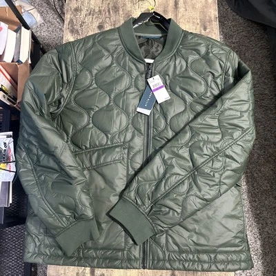 Perry Ellis Men's Quilted Bomber Jacket $198 Size XXL GREEN NEW  - Image 1 of 4