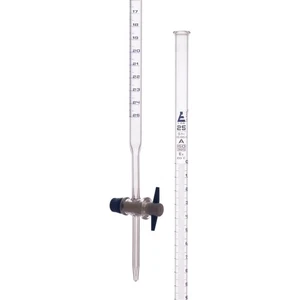 Borosilikatbürette, gerade Bohrung, PTFE-Absperrhahn - 25 ml - Klasse A - Bild 1 von 1