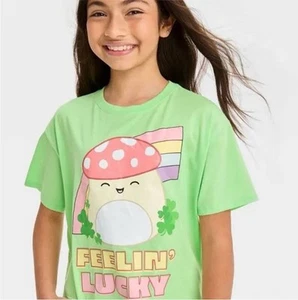 NEW Girls' Squishmallows Rainbow Boxy Short Sleeve Graphic T-Shirt -Size M - Picture 1 of 6