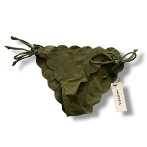 Marysia Swim Mott Scalloped Tie Side Bikini Bottom Olive Green NWT Size XS - Picture 1 of 5