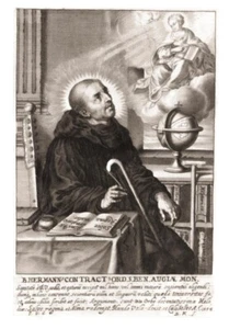 Tarjeta Santa del Beato Herman el Lisiado Más una Medalla Milagrosa Grande de 1 3/4" - Imagen 1 de 6