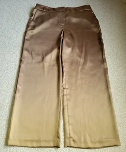 NWOT Womens Pants-TALBOTS-'Gold Shimmer' 'Satin Wide Leg' elastic waist-14P - Picture 1 of 4