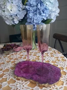 Next Heart Shape Set 2 Flute Ombre Champagne Glasses home Office Party Gift Love - Picture 1 of 6