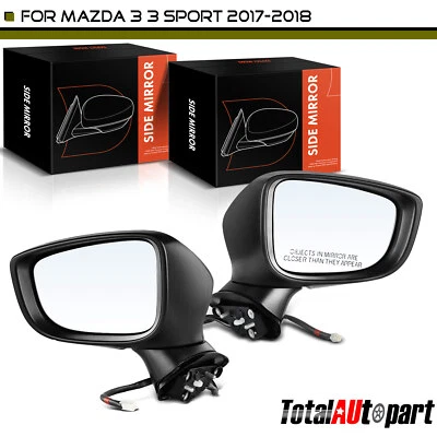 Espejo retrovisor negro 2 piezas con 5 pines para Mazda 3 3 Sport 2017-2018 lado del conductor y del pasajero Foto 1 de 4