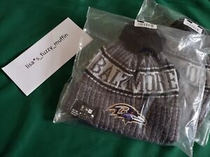 Baltimore Ravens New Era knit pom hat beanie NEW Tags Ultra RARE Graphite 2018
