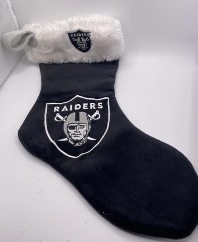 NFL Oakland Las Vegas Raiders Holiday Christmas Stocking Black White Cover