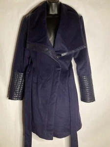 Belle Badgley Mischa Tessa Shawl Collar Lorain Wool Blend Navy Jacket Size M - Picture 1 of 10
