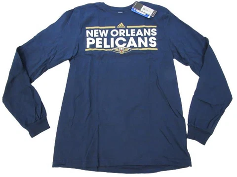 New Orleans Pelicans Mens Sizes M-2XL Adidas Blue Long Sleeve Shirt Cover