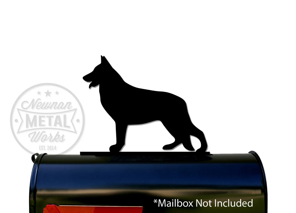 Немецкая овчарка силуэт почтовый ящик топпер / знак - порошковое покрытие стали - сделано в США - Изображение 1 из 1
