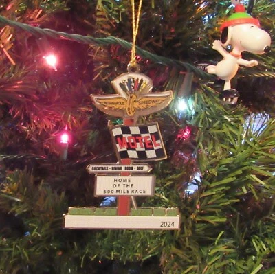 2024 Indianapolis Motor Speedway Retro Motel Sign Collector Christmas Ornament - Image 1 of 4