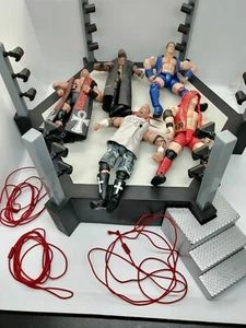2005 TNA Impact Wrestling Marvel Ring Arena w. stairs + 5 fighters warriors 6.5" - Picture 1 of 9