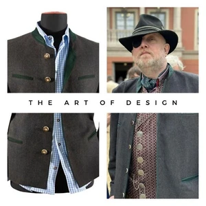 Men's Charcoal Grey German Bavarian Jacket Tyrol Loden Trachten Jacket German Ba - Picture 1 of 7