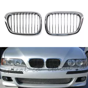 Full Chrome Front Grill Kidney Grilles For BMW 5 Series E39 528i 530i 1997-2003 - Picture 1 of 11