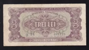 ROMANIA --- 3 LEI 1952 ---- F+ ---- RARE ---- - Picture 1 of 2